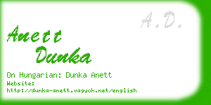 anett dunka business card